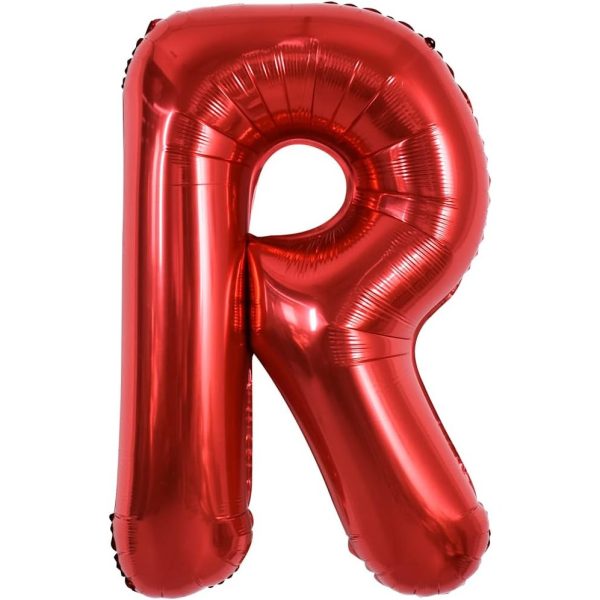 Balon Folie Metalizata Litera R, Flippy, 40 cm, Umflati cu Heliu sau Aer, Ambalaj Individual, Pai inclus, Rosu