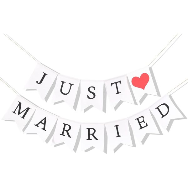 Banner Decorativ, Flippy, Model Just Married, Tematica Nunta, Alb-Negru