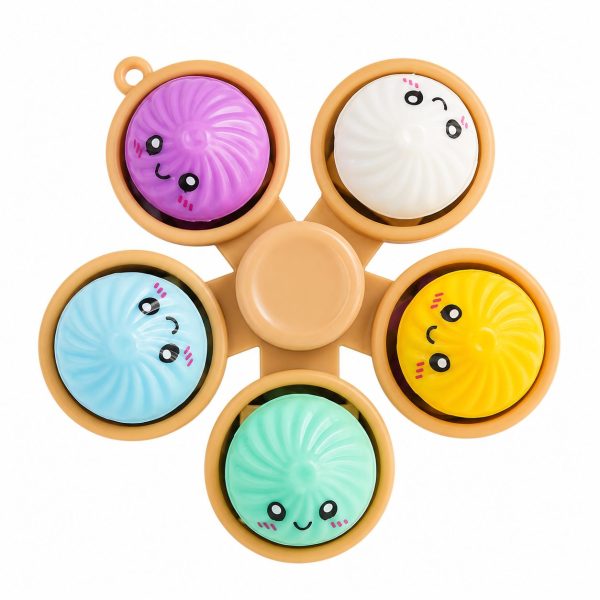 Jucarie Antistres Fidget Spinner, Flippy, Model Dumpling, 5 Elemente Rotative, Design Kawaii, Rotire Manuala, Relaxare si Joaca, Multicolor