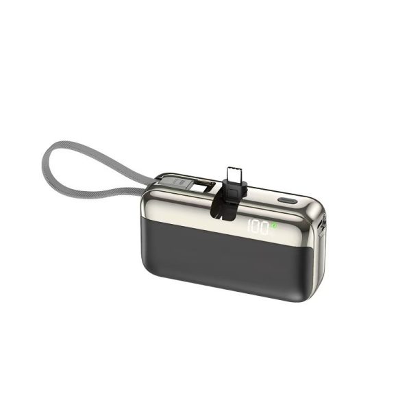 Baterie Externa, Flippy, Power Bank, Capsule, 10000 mAh, Design Compact, Incarcare Rapida, Compatibilitate Universala, 9 x 5 x 2,5 cm, Negru