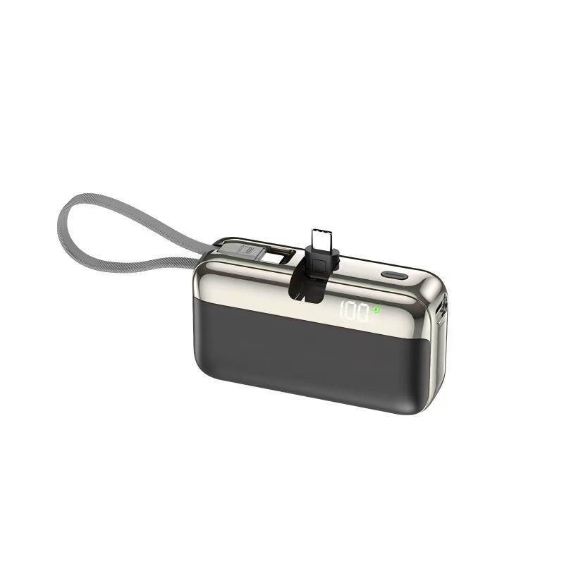 Baterie Externa, Flippy, Power Bank, Capsule, 10000 mAh, Design Compact, Incarcare Rapida, Compatibilitate Universala, 9 x 5 x 2,5 cm, Negru