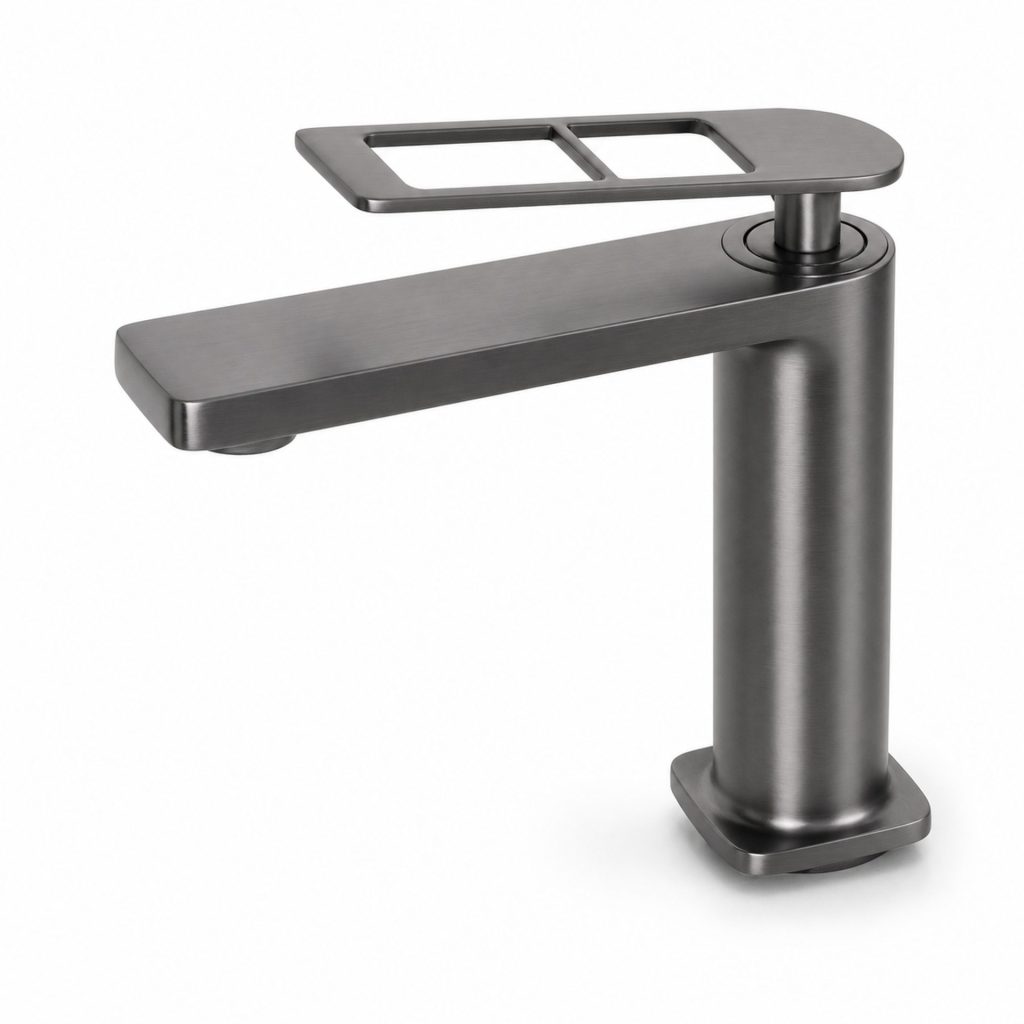 Baterie Lavoar Monocomanda Cartus Ceramic Alama Sanitara Gri Satin Racorduri si Kit Fixare Incluse 9707N
