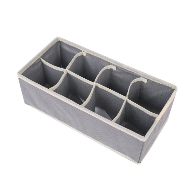 Cutie De Depozitare, Flippy, Pentru Lenjerie, Sosete Si Sutiene, Material Textil, 8 Compartimente, 32 x 16 x 10 cm, Culoare Gri