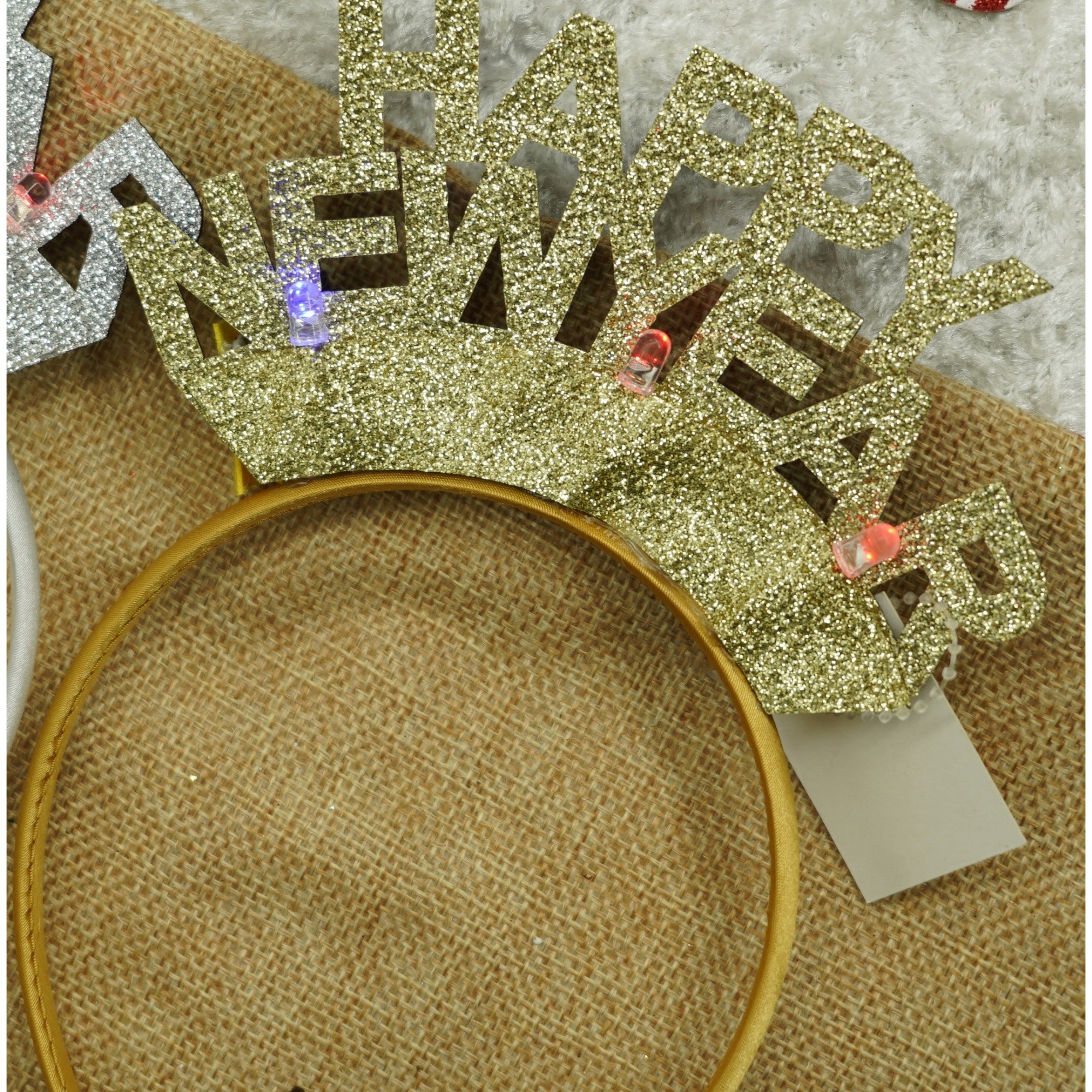 Bentita/cerc Happy Newyear, culoare auriu, marime standard, Flippy - Image 5