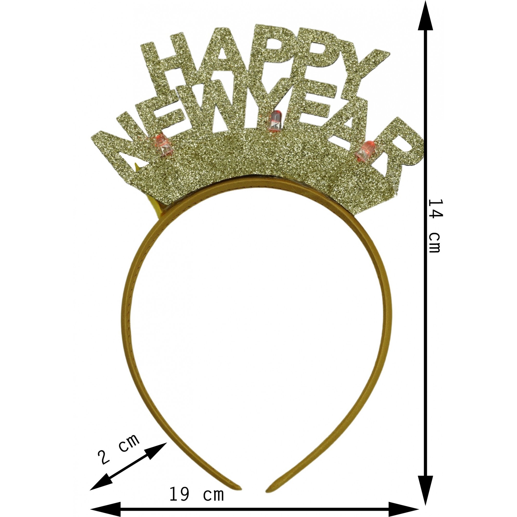 Bentita/cerc Happy Newyear, culoare auriu, marime standard, Flippy - Image 6