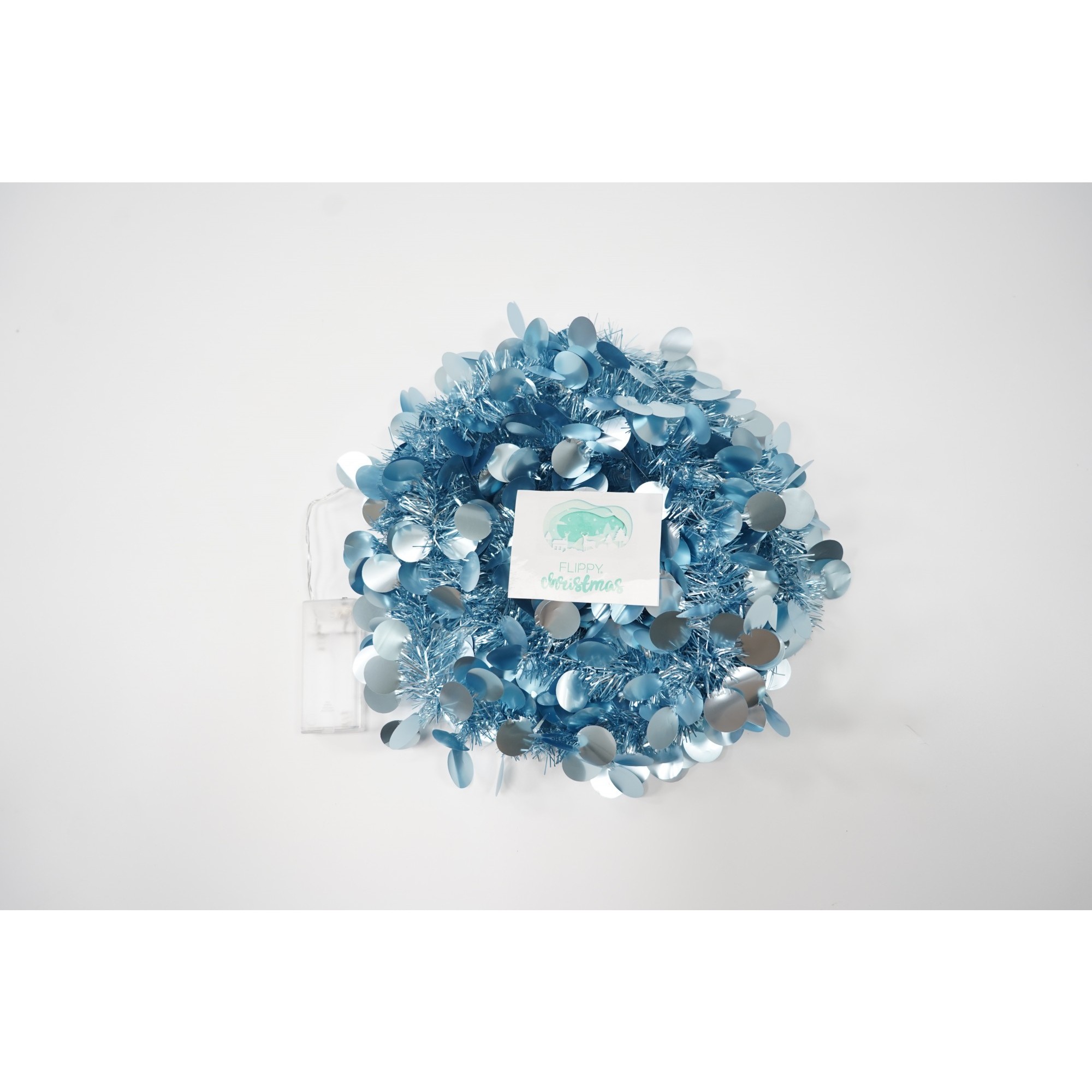 Beteala Craciun cu LED, Albastra, model cu paiete rotunde, 2 m x 5 cm, PVC, Sir, Artificiala, Flippy - Image 4