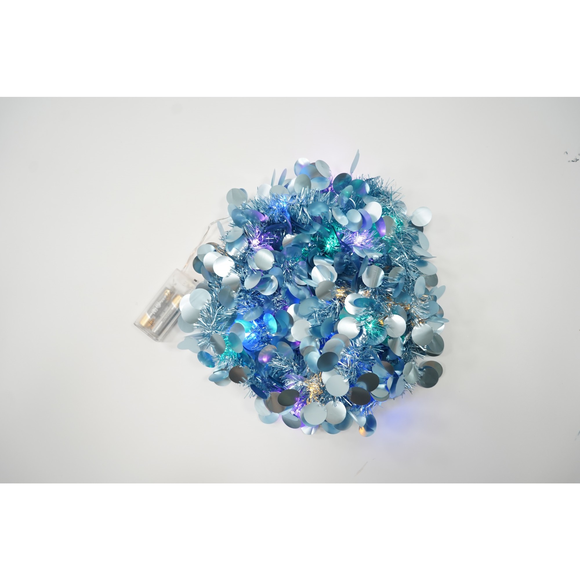 Beteala Craciun cu LED, Albastra, model cu paiete rotunde, 2 m x 5 cm, PVC, Sir, Artificiala, Flippy - Image 6