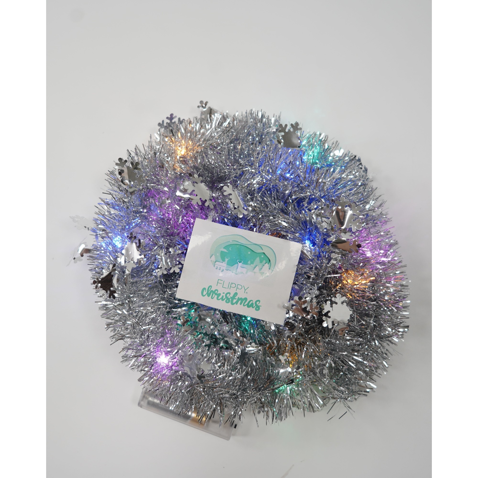 Beteala Craciun cu LED, Argintie, model cu fulgi de nea, 2 m x 5 cm, PVC, Sir, Artificiala, Flippy - Image 4
