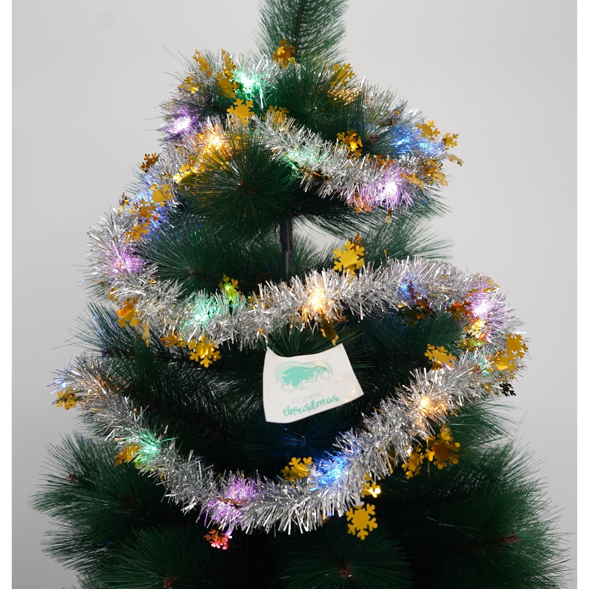 Beteala Craciun cu LED, Aurie, model cu fulgi de nea, 2 m x 5 cm, PVC, Sir, Artificiala, Flippy - Image 2