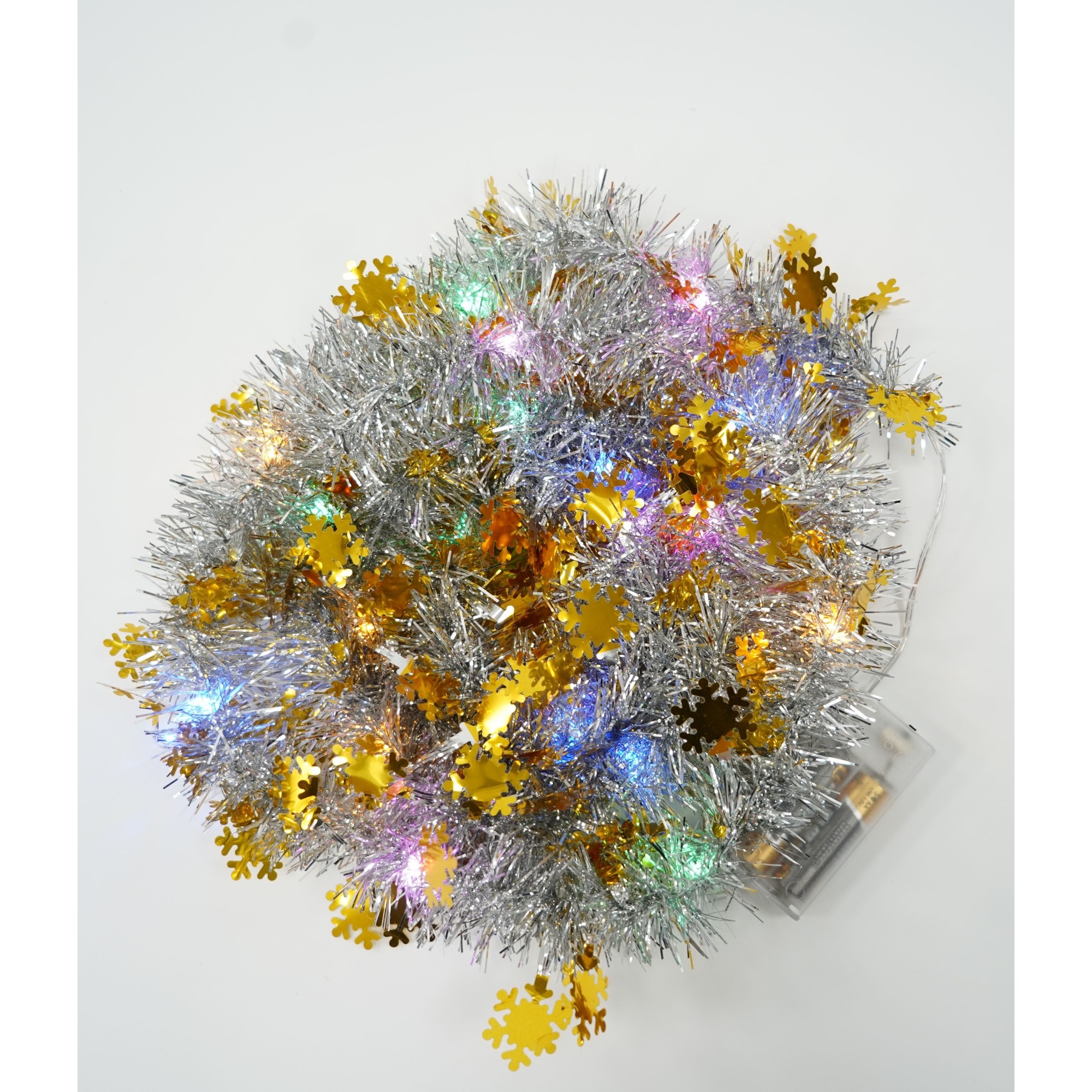Beteala Craciun cu LED, Aurie, model cu fulgi de nea, 2 m x 5 cm, PVC, Sir, Artificiala, Flippy - Image 3