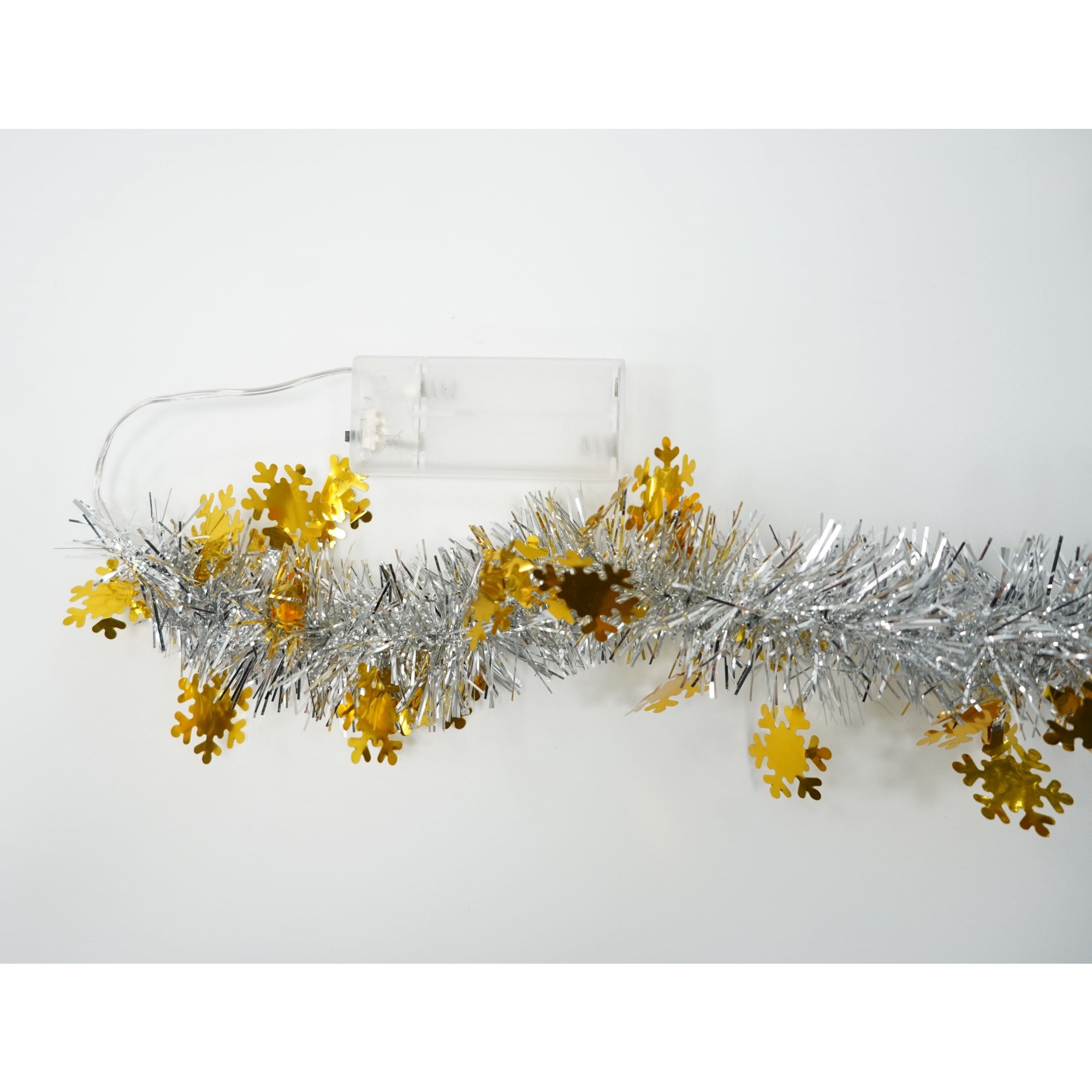 Beteala Craciun cu LED, Aurie, model cu fulgi de nea, 2 m x 5 cm, PVC, Sir, Artificiala, Flippy - Image 6