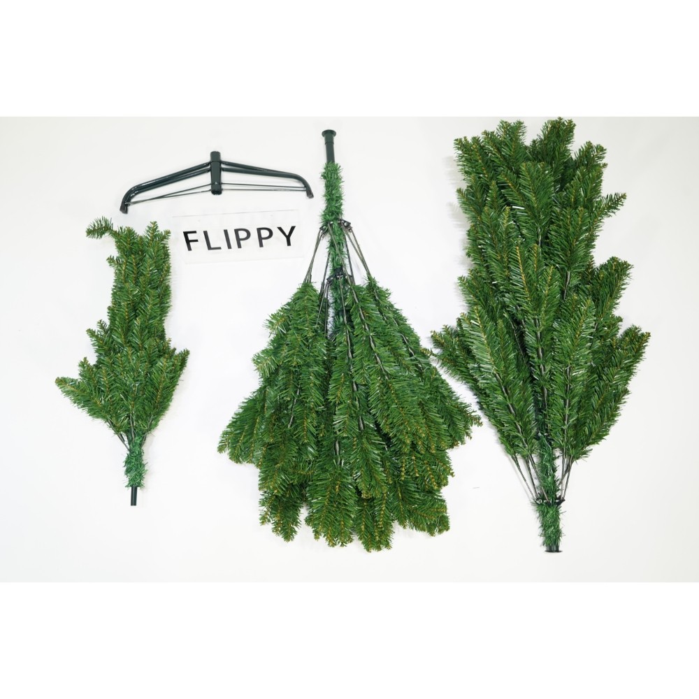 Brad artificial de Craciun, clasic, pentru interior/exterior, inaltime 210 cm, diametru 125 cm, 957 ramuri, Flippy, verde, suport metalic inclus - Image 2