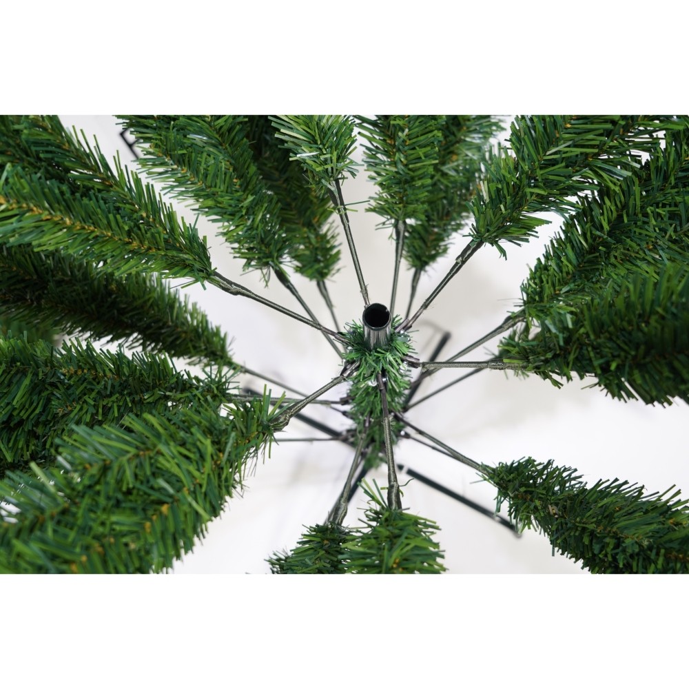 Brad artificial de Craciun, clasic, pentru interior/exterior, inaltime 210 cm, diametru 125 cm, 957 ramuri, Flippy, verde, suport metalic inclus - Image 3