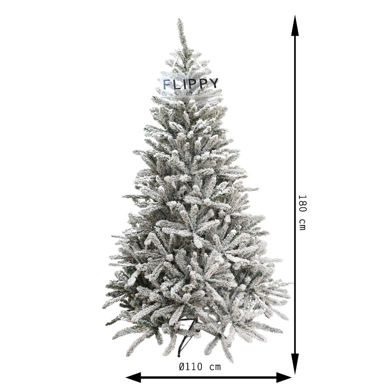 Brad Artificial de Craciun, Flippy, 1.8 m inaltime, Verde, Pulverizat alb-tip zapada, Diametru inferior 110 cm, Interior/ Exterior - Image 15