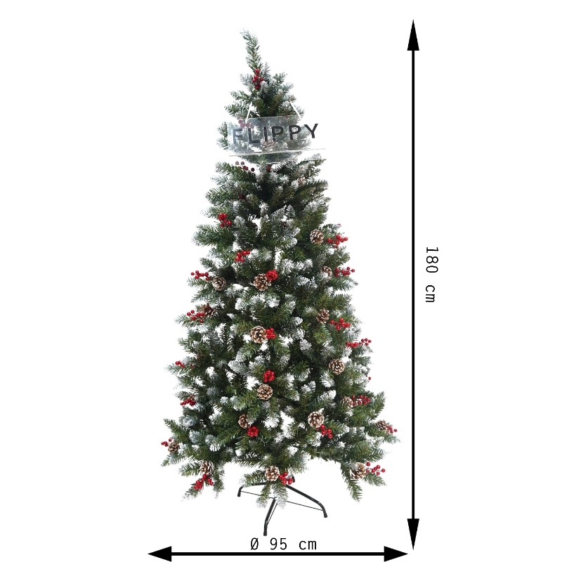 Brad Artificial de Craciun, Flippy, Sectionat pentru Perete/ Colt, 1.80 m inaltime, Verde, Decorat, Diametru Inferior 95 cm, Interior/ Exterior - Image 15