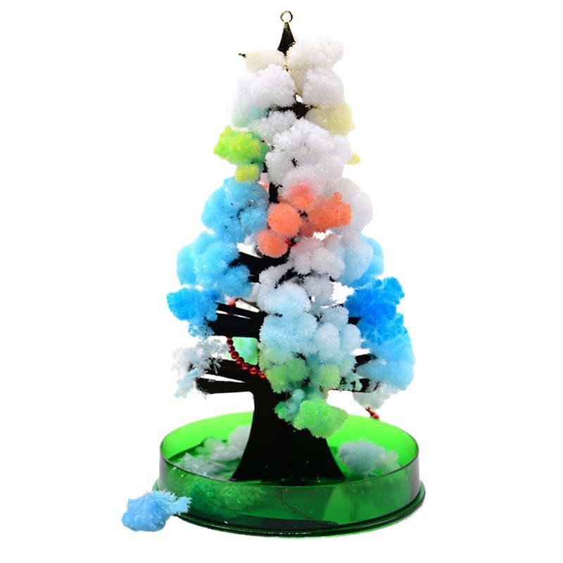 Brad Copac de Hartie Infloritor pe Apa, Flippy, Jucarie Brad Magic Infloritor de Craciun, Crestere Lenta in 8-24 h, Decoratiune de Craciun, 16.5 x 9.5 x 9.5 cm, Multicolor
