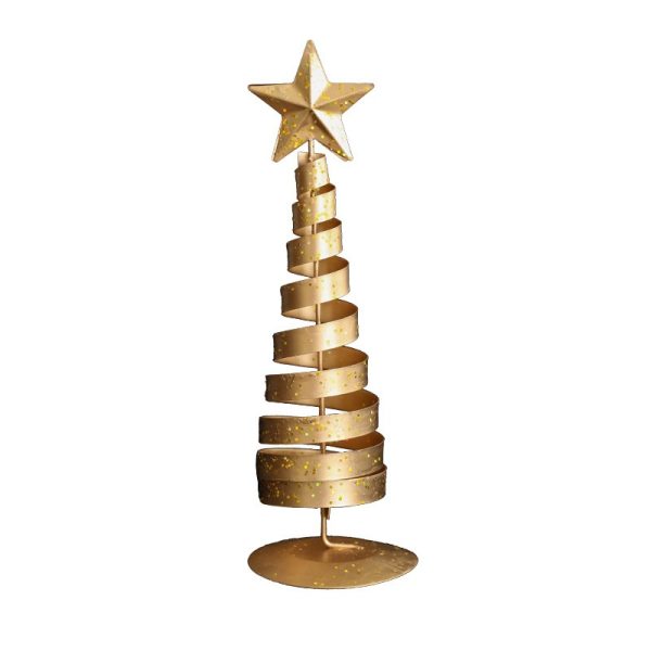 Brad de Craciun Ornament, Flippy, Decoratiune Brad micut din Metal, inaltime 20 x 6.5 x6.5 cm, Ornament de Craciun, Auriu