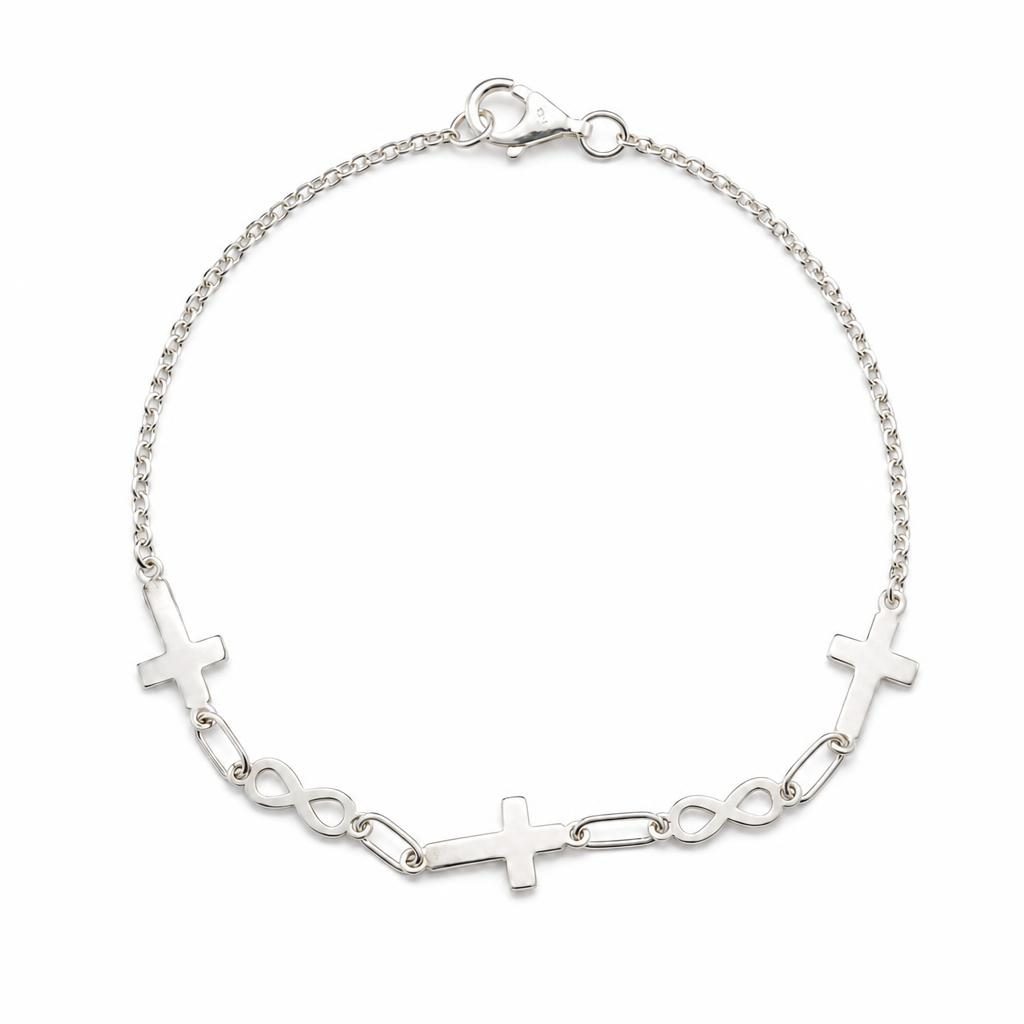Brățară Damă din Argint 925, Jolie Silver, Model Cruce și Infinit, Design Elegant cu Semnificație Spirituală, Greutate 2 g, Argintiu