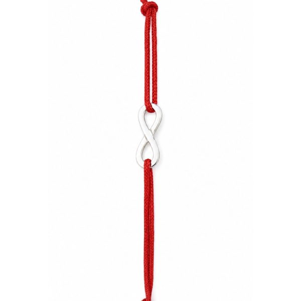 Bratara Argint 925 pentru Dama, Jolie, Model Infinit, Martisor Bratara de 1 Martie, Pandativ Argintiu cu Snur Rosu