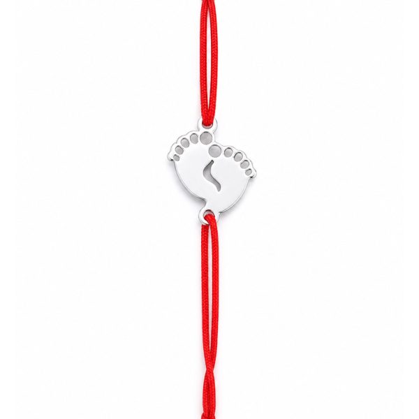 Bratara Argint 925 pentru Dama, Jolie, Model Picioruse, Martisor Bratara de 1 Martie, Pandativ Argintiu cu Snur Rosu