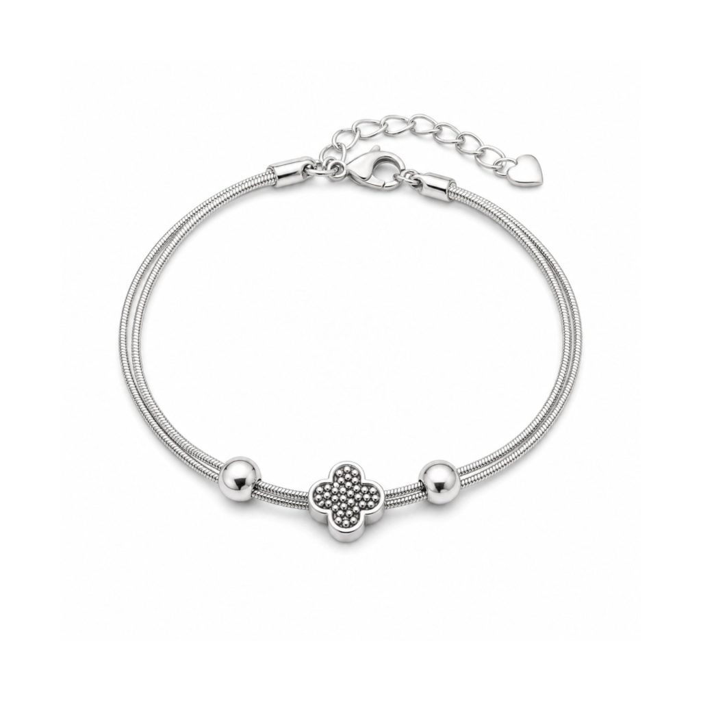 Brățară Damă din Argint 925, Jolie Silver, Model Snake cu Charm Trifoi, Lungime Reglabilă, Design Elegant și Simbol al Norocului, Greutate 4.8 g, Argintiu