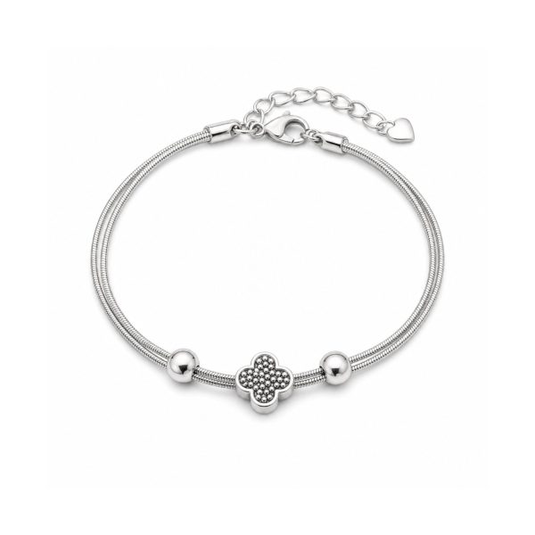 Brățară Damă din Argint 925, Jolie Silver, Model Snake cu Charm Trifoi, Lungime Reglabilă, Design Elegant și Simbol al Norocului, Greutate 4.8 g, Argintiu