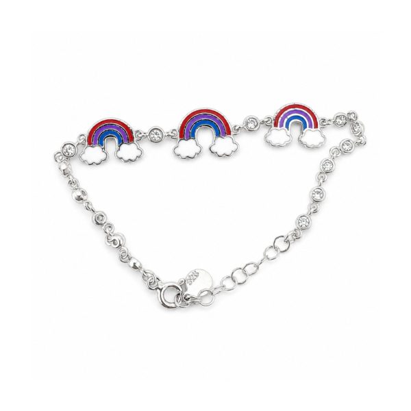 Bratara pentru Dama Copii, Jolie, Argint 925, Model Curcubeu Multicolor, cu Email si Zirconiu, Argintiu