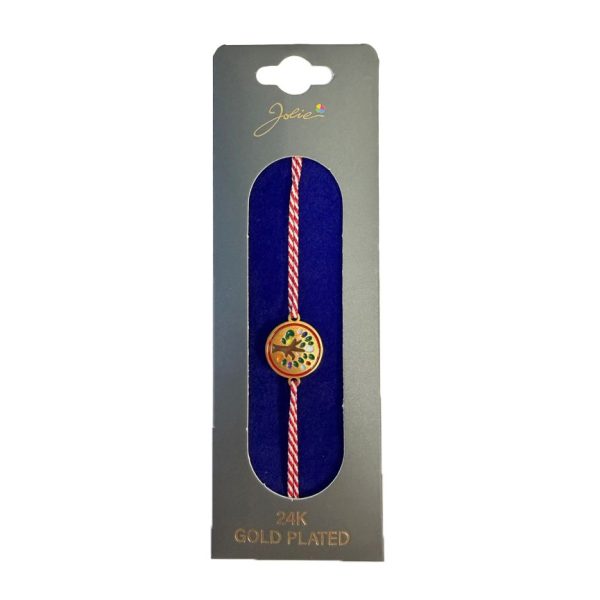 Bratara Placata cu Aur 24k, Jolie, Model Copacul Vietii, Martisor Bratara, cu Snur Alb/Rosu, Auriu