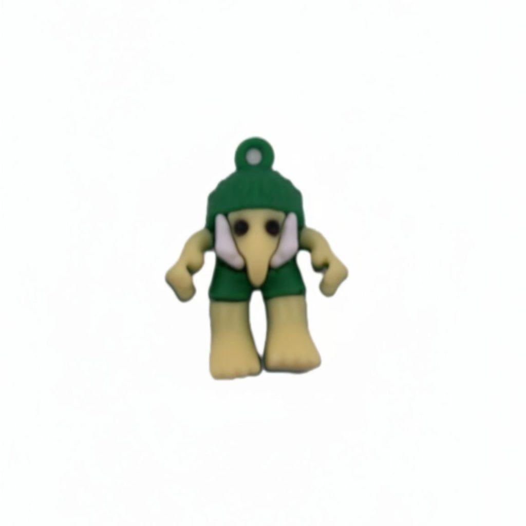 Breloc de Chei din Silicon, Flippy, Figurina Brainrot Brr Brr Patapim, 3,5 cm, Verde