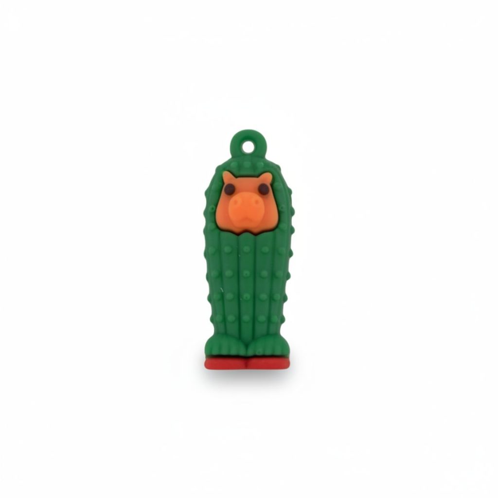 Breloc de Chei din Silicon, Flippy, Figurina Brainrot Cacto Hipopotamo, 4 cm, Verde