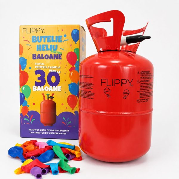Butelie Heliu de Unica Folosinta, Butelie pentru 30 Baloane Latex, Ideala pentru Petreceri si Evenimente, 7l, 20x20x37, Rosu