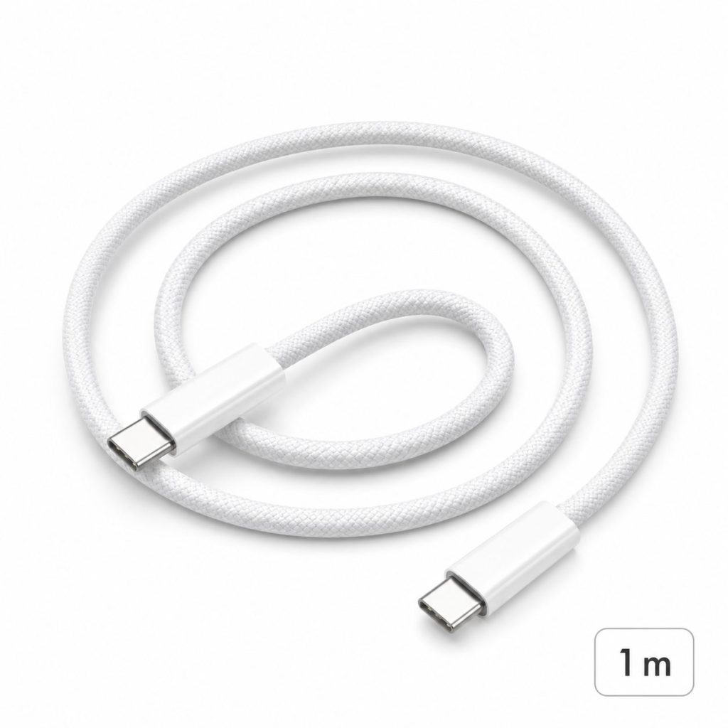 Cablu de Date si Incarcare USB-C la USB-C, Flippy, 240W, Compatibil iPhone 15, Huawei, Xiaomi, Textil Impletit, 1 m
