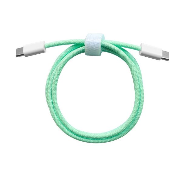Cablu de Date Universal, Flippy, Incarcare Rapida, Type-C to Type-C Compatibil cu Telefon sau Tableta, Cablu de Incarcare Impletit din Nailon, 1 m, Verde