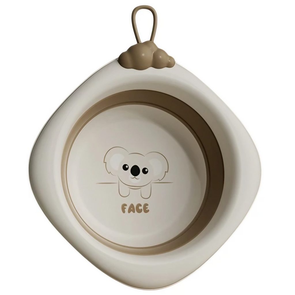 Cada Pliabila pentru Baie pentru Copii, Flippy, Cadita pentru Bebelusi, Model Romb pentru Fata Koala, Maro, 30x30x3.5 cm, 4L