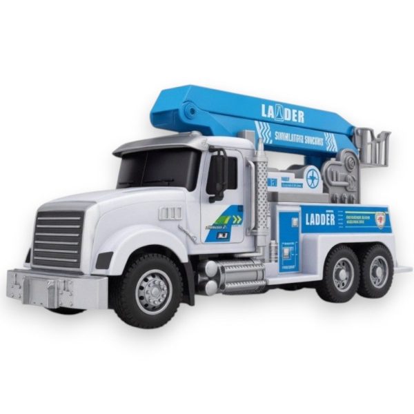 Camion Cu Scara Telescopica Cu Frictiune, Cu Lumini Si Sunete, Jucarie Interactiva Autospeciala Interventie, Camion Cu Macara Si Platforma Extensibila, Vehicul Constructii Realist, Efecte Luminoase Si Sonore, Pentru Copii 3+ Ani