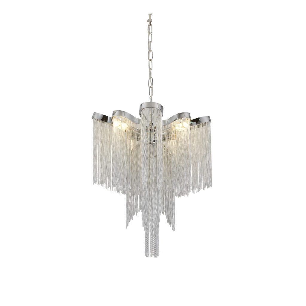 Candelabru Aurora, 4xE14, Diametru 43 cm, Inaltime 68 cm, Crom Lucios, Metal