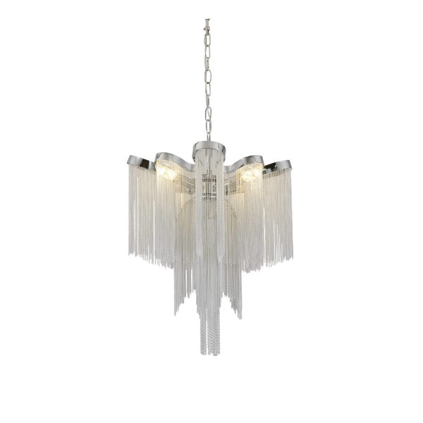 Candelabru Aurora, 4xE14, Diametru 43 cm, Inaltime 68 cm, Crom Lucios, Metal