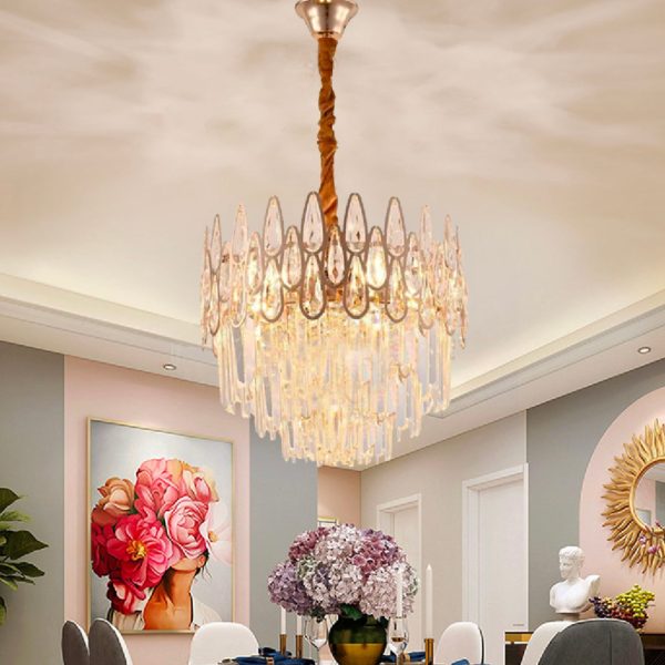 Candelabru Cristal ALHAMBRA Petito 3x E14, Diametru 30cm, Auriu Lucios, Inaltime Reglabila