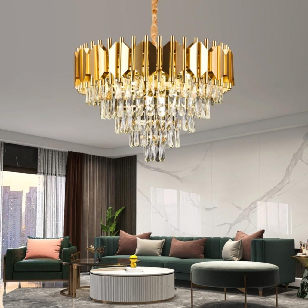 Candelabru Cristal Braylen 8x E14 Diametru 60cm Auriu