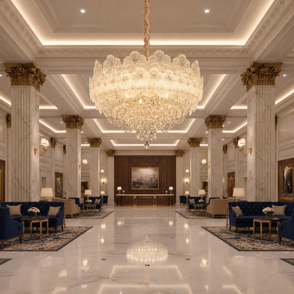 Candelabru Cristal CROWN Regalis 21xE14, Diametru 80cm, Inaltime 45cm, Auriu Lucios, Inaltime Reglabila, Design Elegant