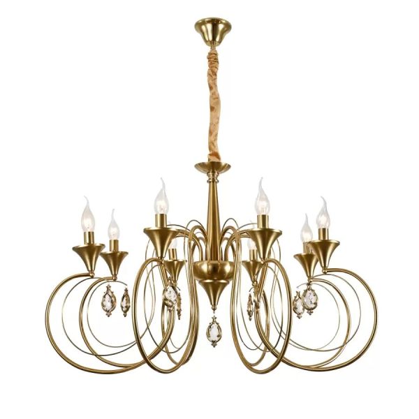 Candelabru Cristal Frederick 8xE14, Diametru 52cm, Auriu, Inaltime Reglabila