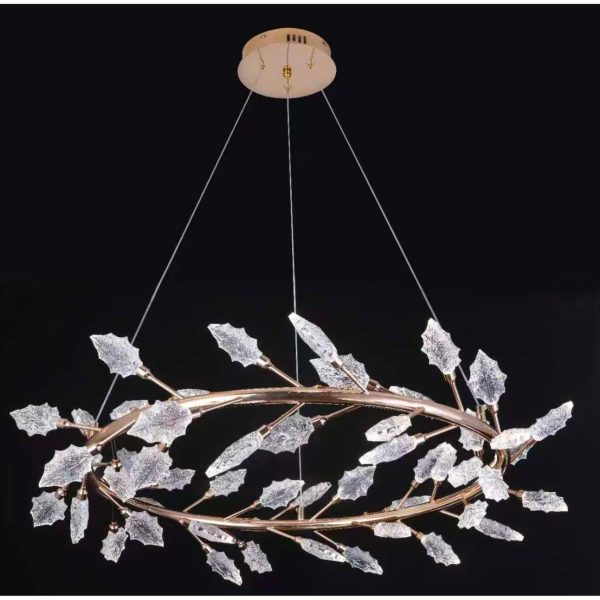 Candelabru Cristal, LED, TOCCATA Largo, 20W, lumina Calda/Neutra/Rece, Diametru 60cm, Auriu, Inaltime Reglabila