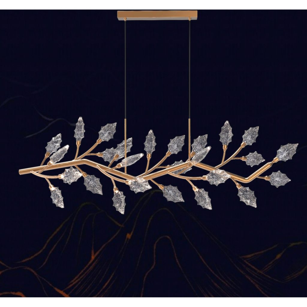 Candelabru Cristal, LED, TOCCATA Lungo, 21W, lumina Calda/Neutra/Rece, Auriu, Inaltime Reglabila
