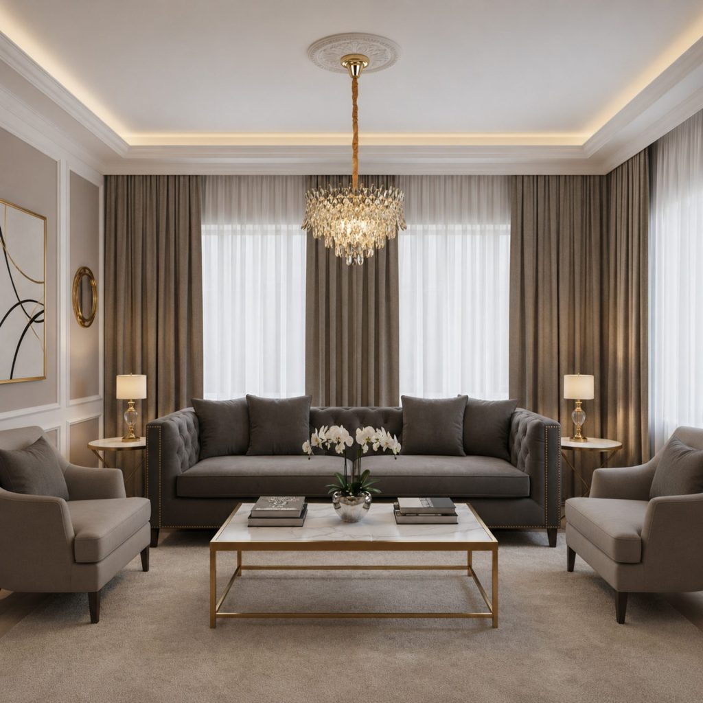 Candelabru Cristal MONARCH Nobile 3xE14, Diametru 40cm, Inaltime 35cm, Auriu Lucios, Inaltime Reglabila, Design Elegant
