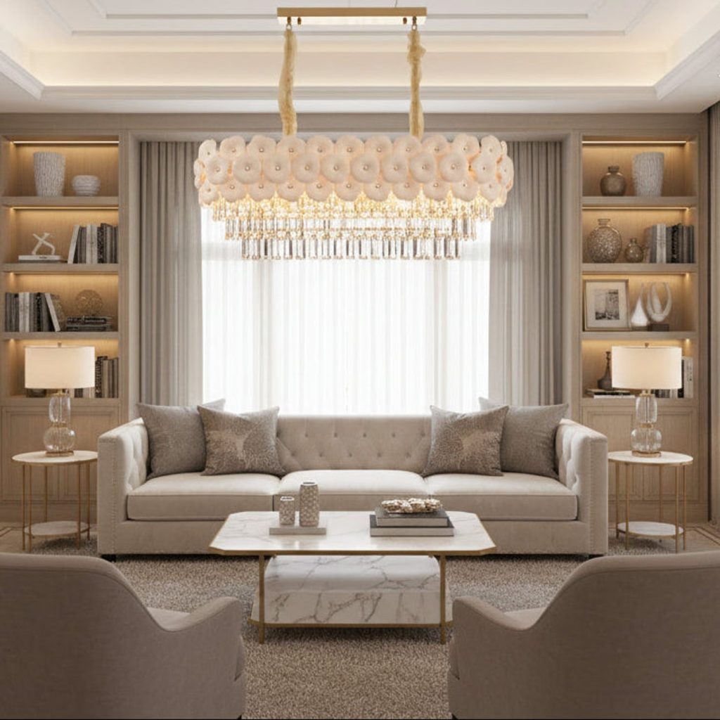 Candelabru Cristal PETAL Regalis 12xE14, 80x30 cm, Auriu, Inaltime Reglabila, Metal si Cristal