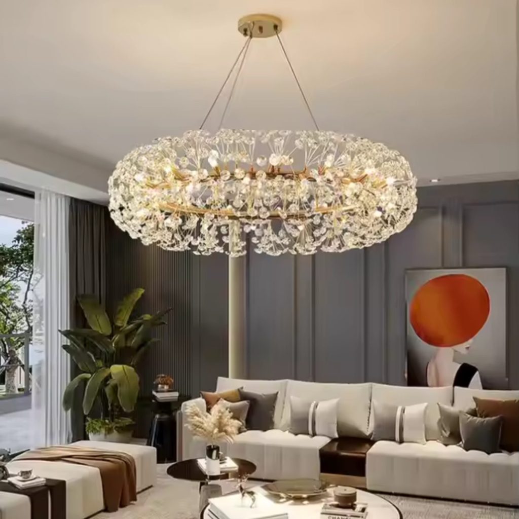 Candelabru Cristal SEGOVIA Magno 12x E14, Diametru 60cm, Auriu Lucios, Inaltime Reglabila