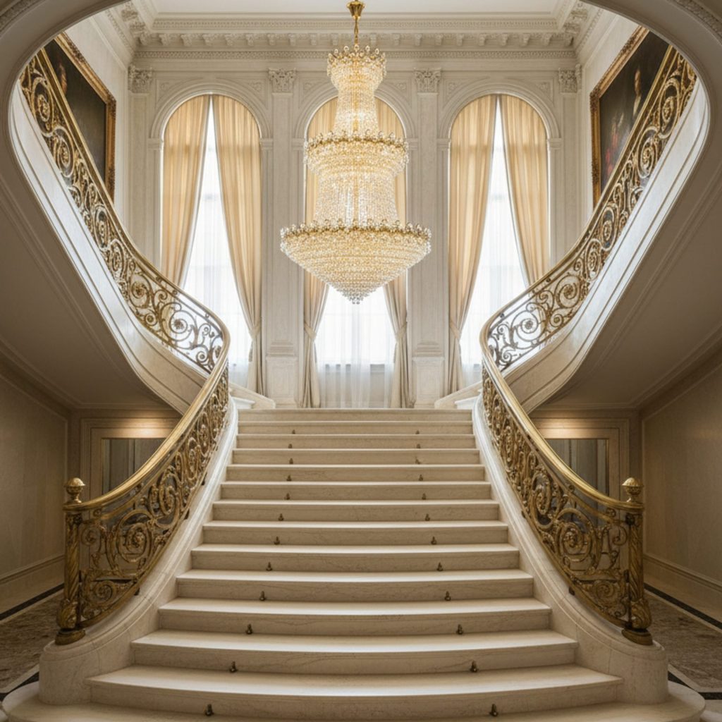 Candelabru Cristal TORRE 59xE14, Diametru 120cm, Inaltime 200cm, Auriu Lucios, Inaltime Reglabila, Design Elegant