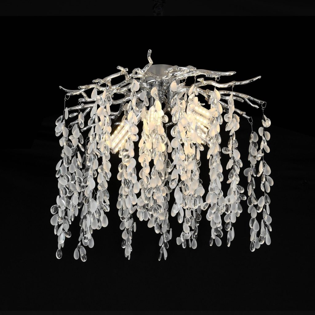Candelabru Cristal WILLOW, 5x E14, Diametru 50cm, Crom