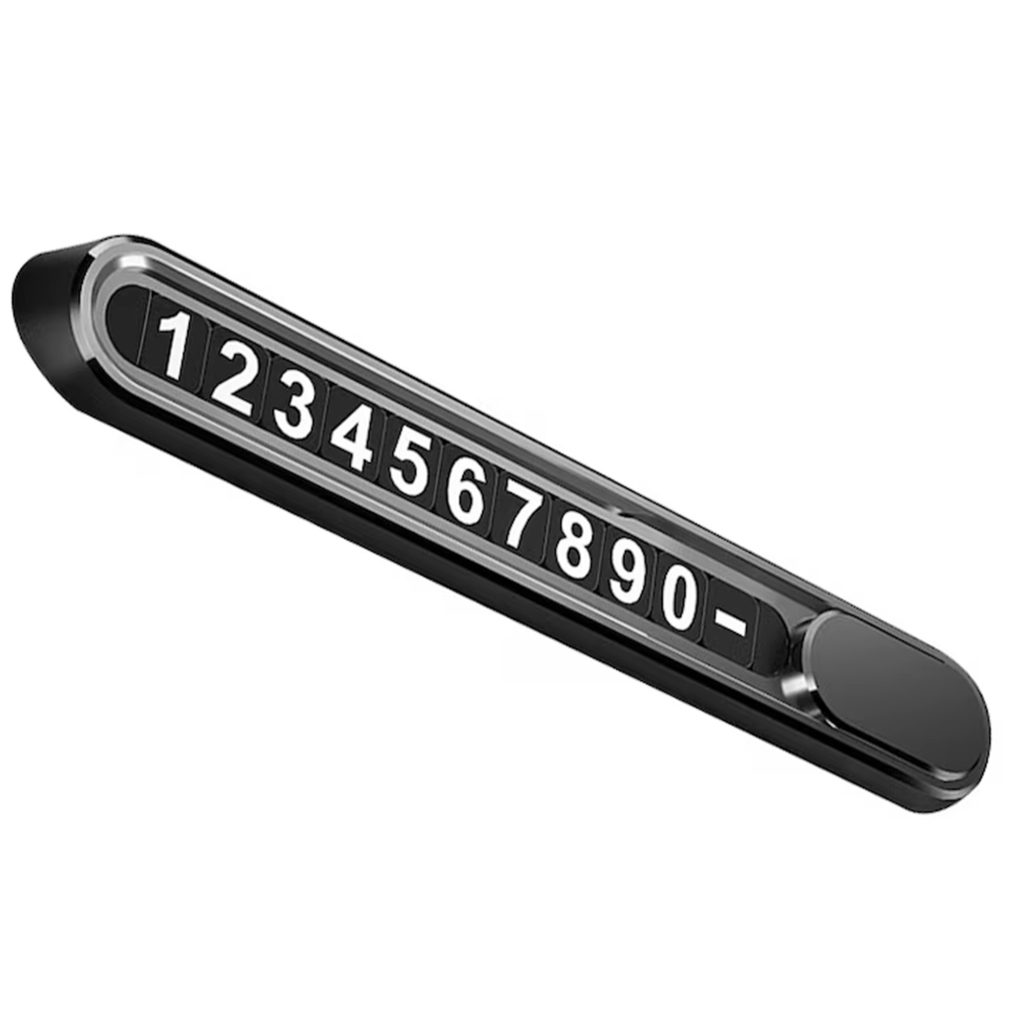 Suport Auto Numar Telefon Parbriz, Flippy, Aliaj de Aluminiu, Lipire cu Banda Dubla Adeziva, 13,8 cm, Negru
