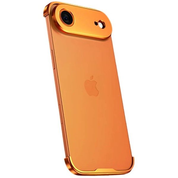 Carcasa de Telefon, Flippy, Compatibila Apple iPhone 17 Air, Fara Rama, doar Colturi si Camera, din Metal, Grosime 0.1 mm, Portocaliu